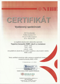 Certifikát Tepelná čerpadla NIBE návrh a instalace